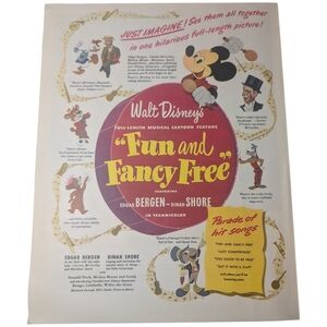 1947 Walt Disney's Fun and Fancy Free Full Page Color Advertisement